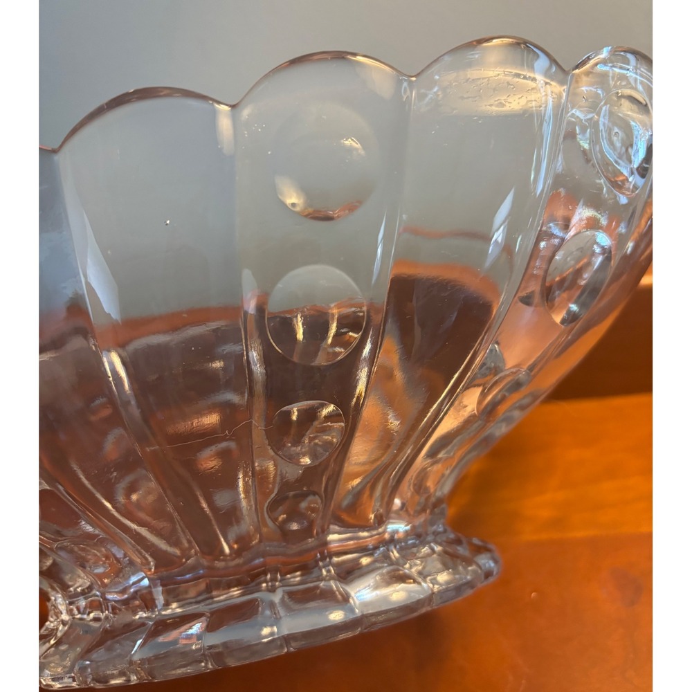 Vintage Heisey Old Sandwich Clear Glass Oval Bowl Serving Centerpiece - Picture 3 of 7